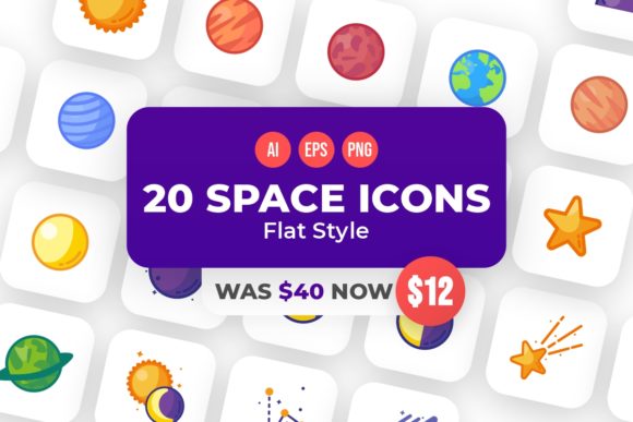 20 Space Flat Style Icons: Clean, Versatile Design for Real-World Projects