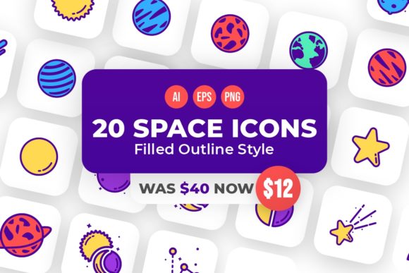 20 Space Icons: A Versatile Design Resource for Creatives and Professionals